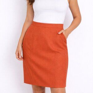 Kasper Womens Pencil Skirt Size 16 Burnt Orange Knee Length Work Office Career